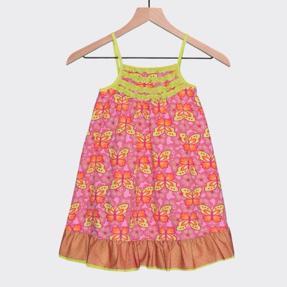 Penelope Mack Toddler Butterfly Print Cotton Ruffle Hem‎ Sundress